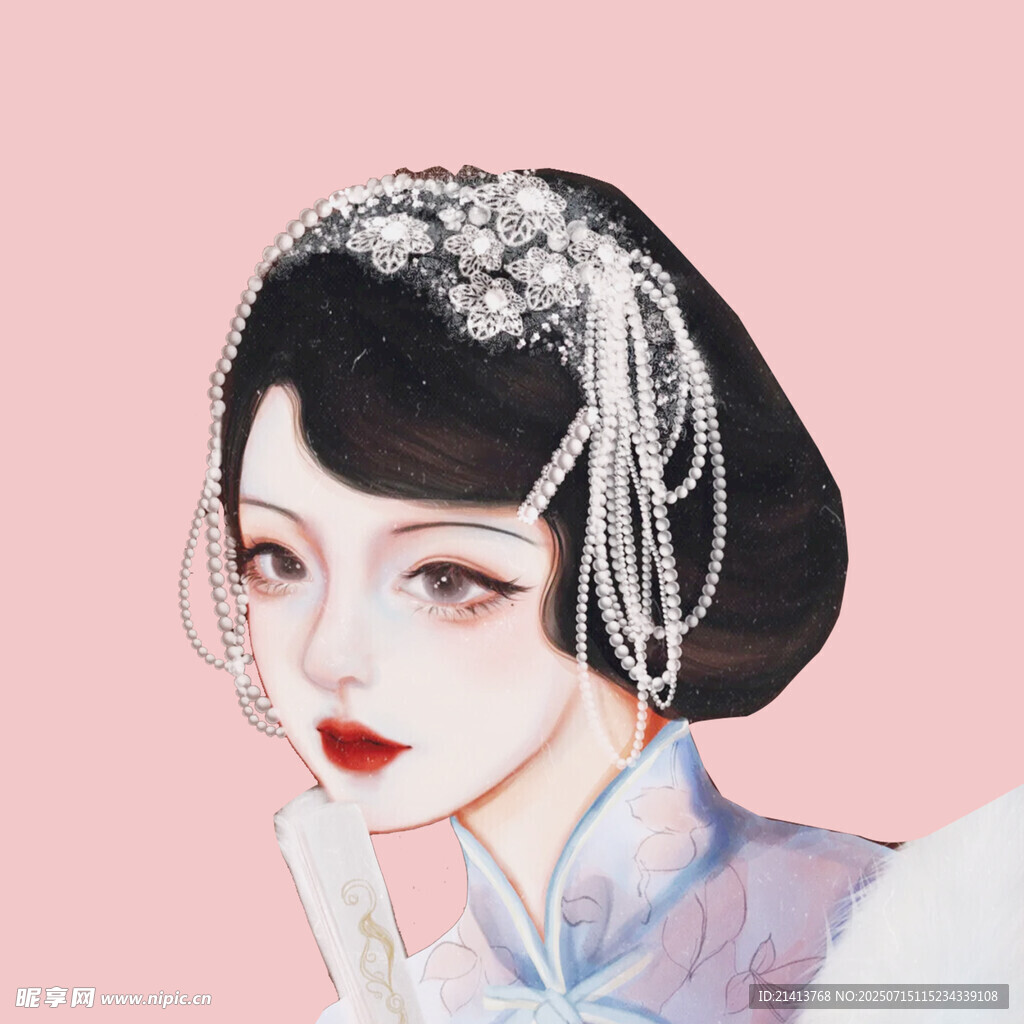 复古旗袍女子的精致扮相