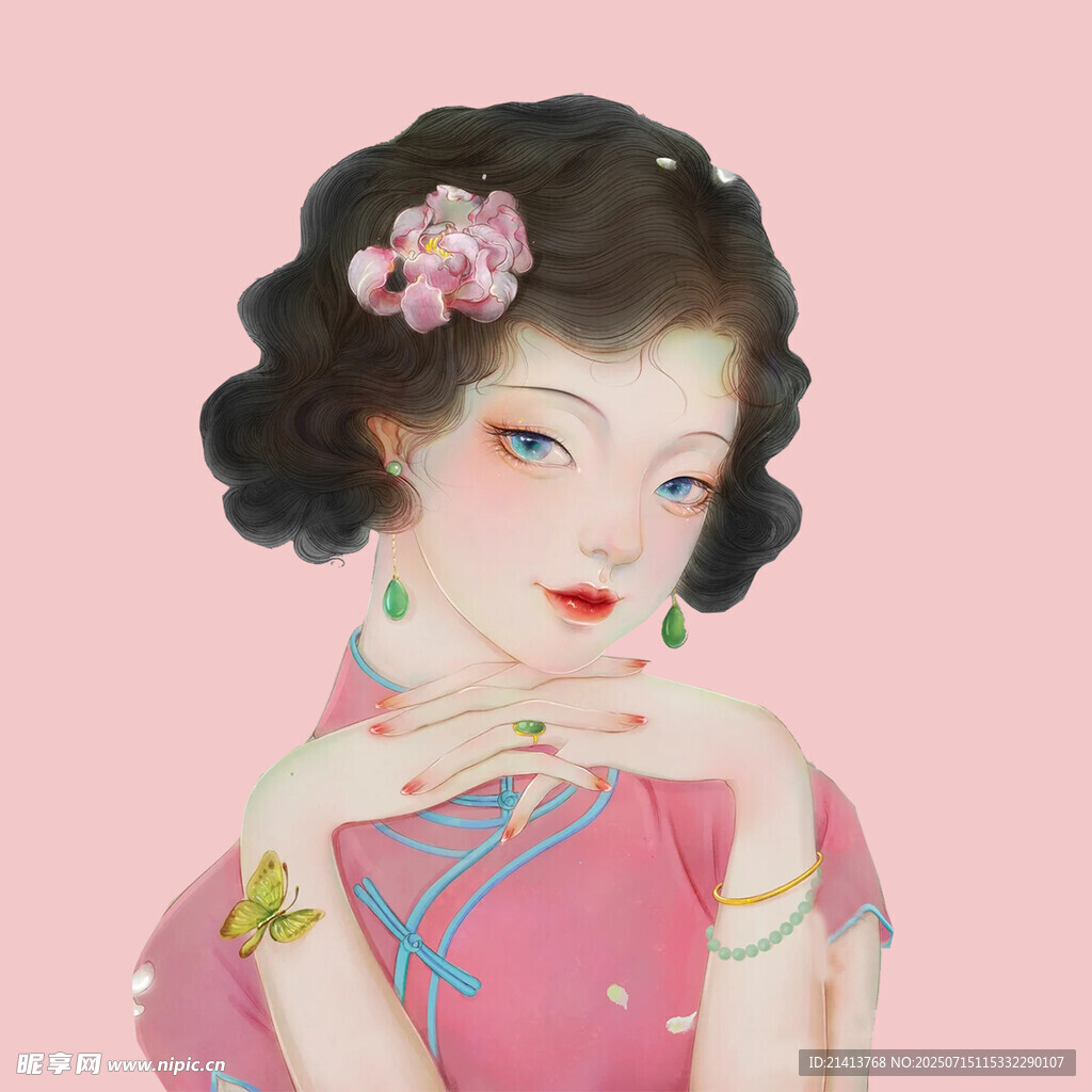 复古旗袍少女   精致妆容