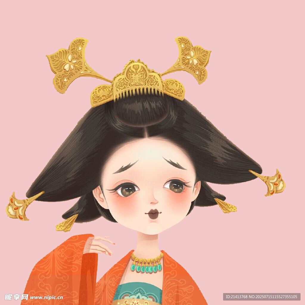古风唐朝少女形象插画