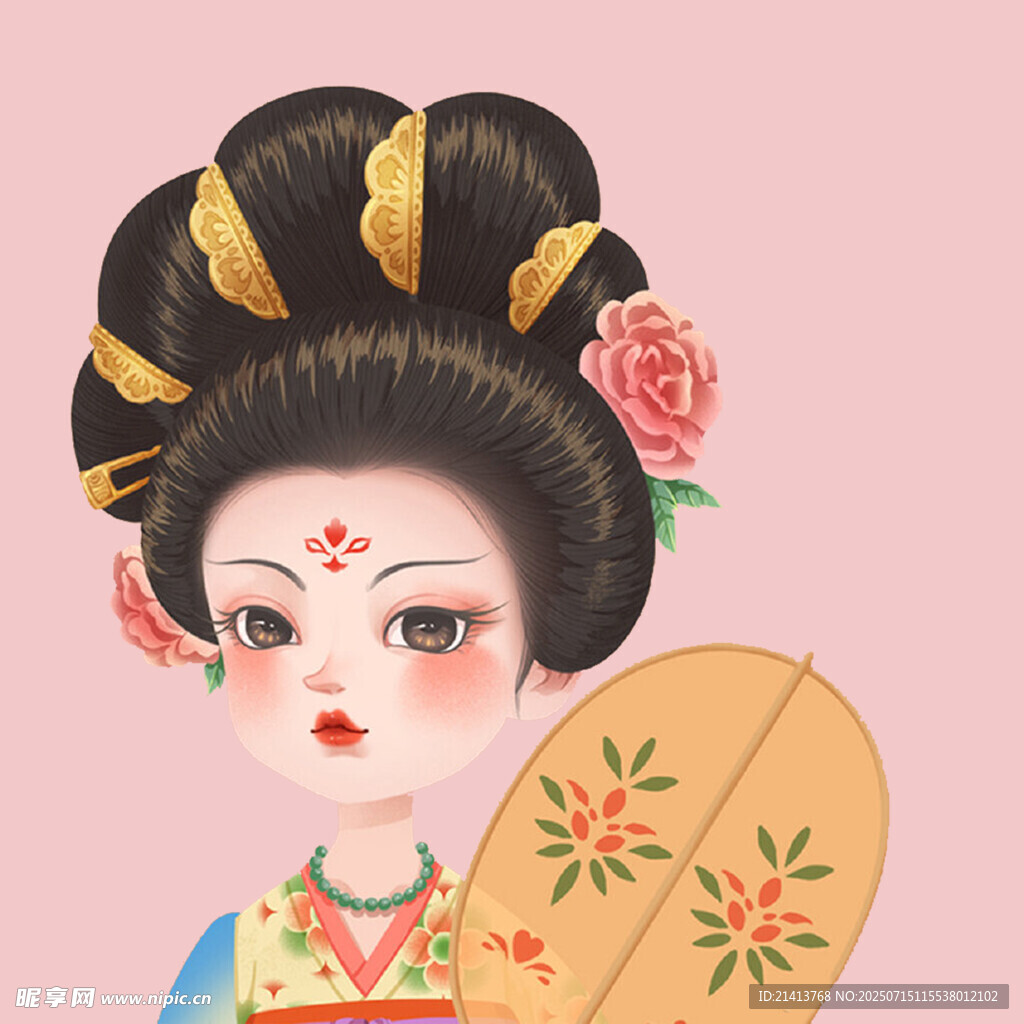 古风唐朝仕女持扇图