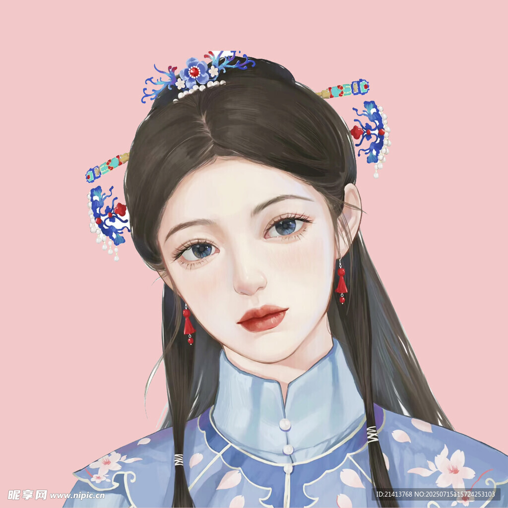 古风旗袍女子精致扮相