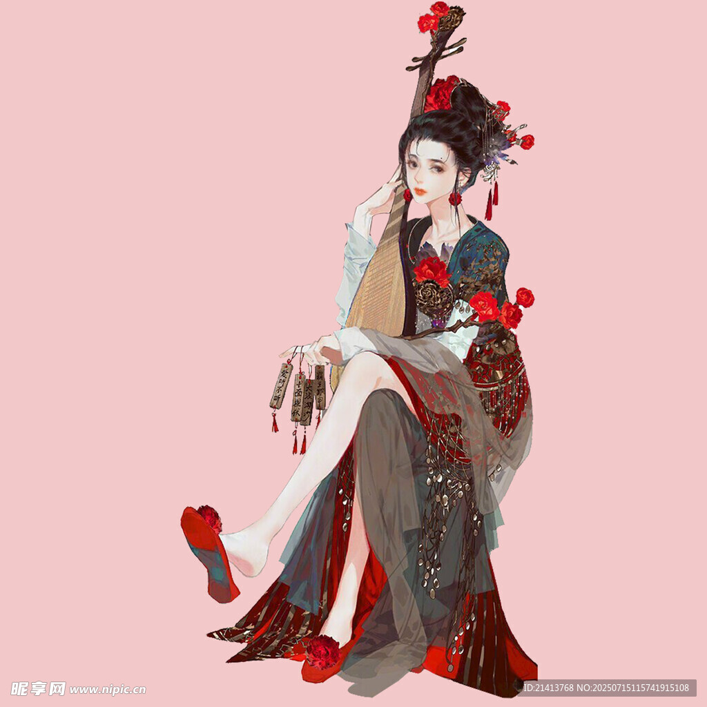 古风琵琶美人优雅姿态