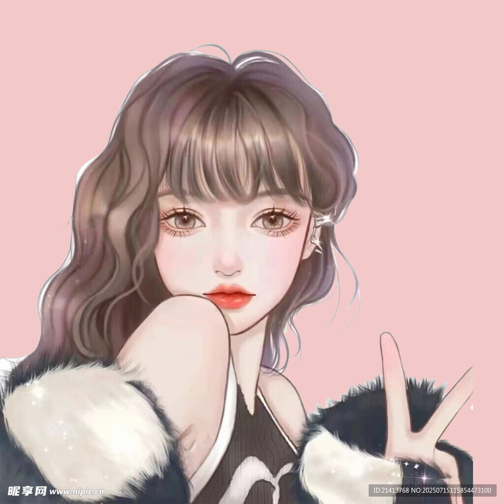 可爱少女比耶俏皮瞬间