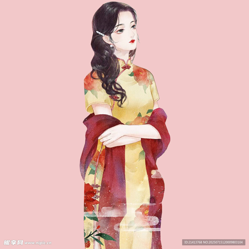 古典旗袍女子优雅身姿