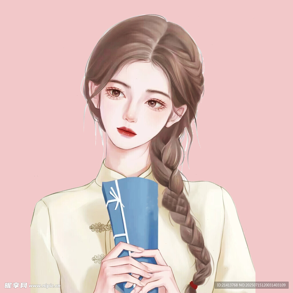 古风少女手持书卷