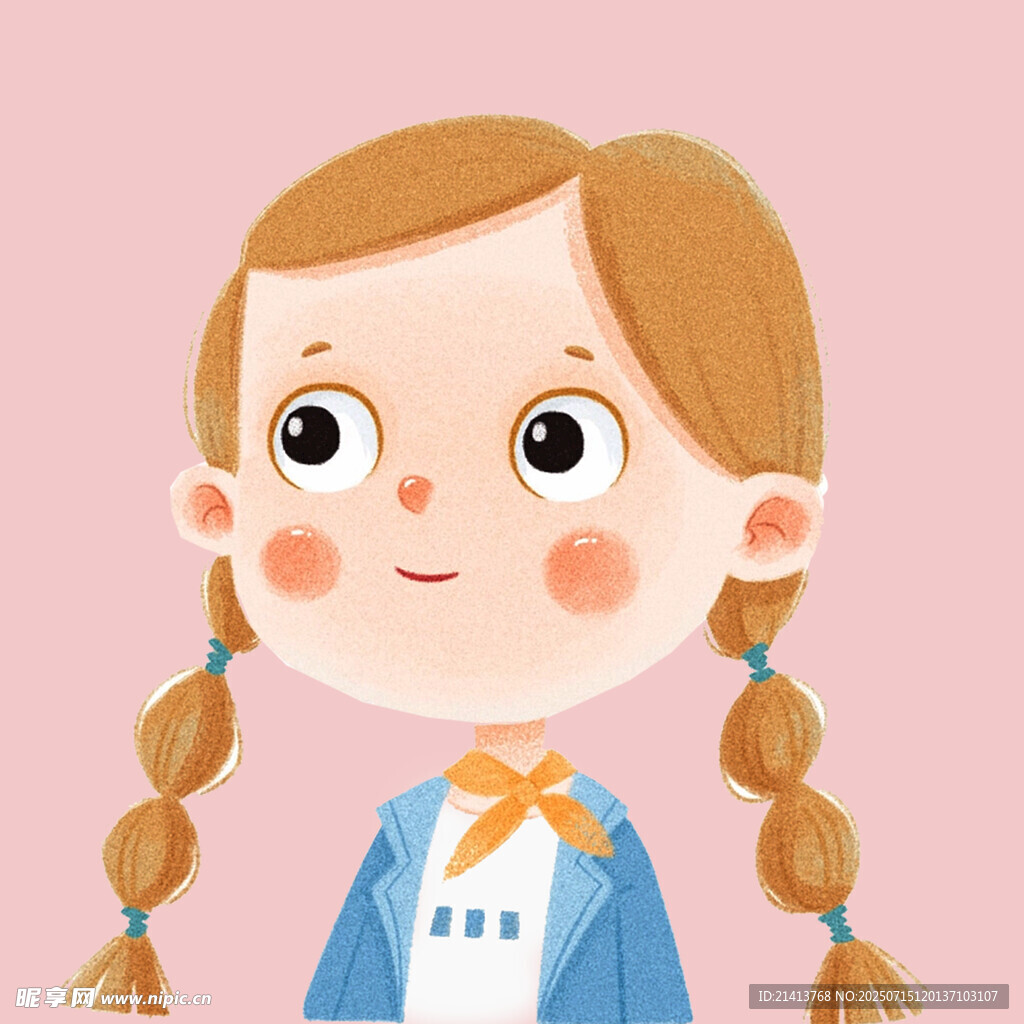 扎双辫的可爱女学生