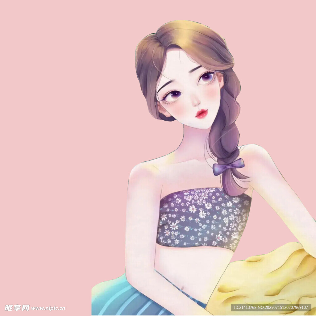 梦幻美人鱼少女插画