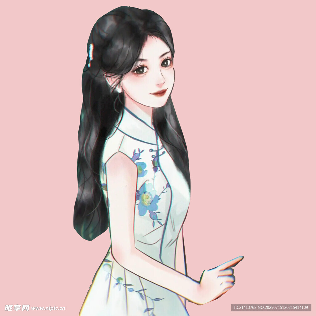古典旗袍少女优雅姿态