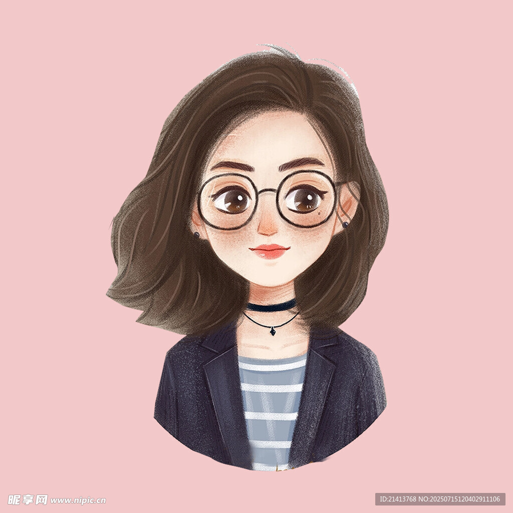 戴眼镜的时尚短发女生