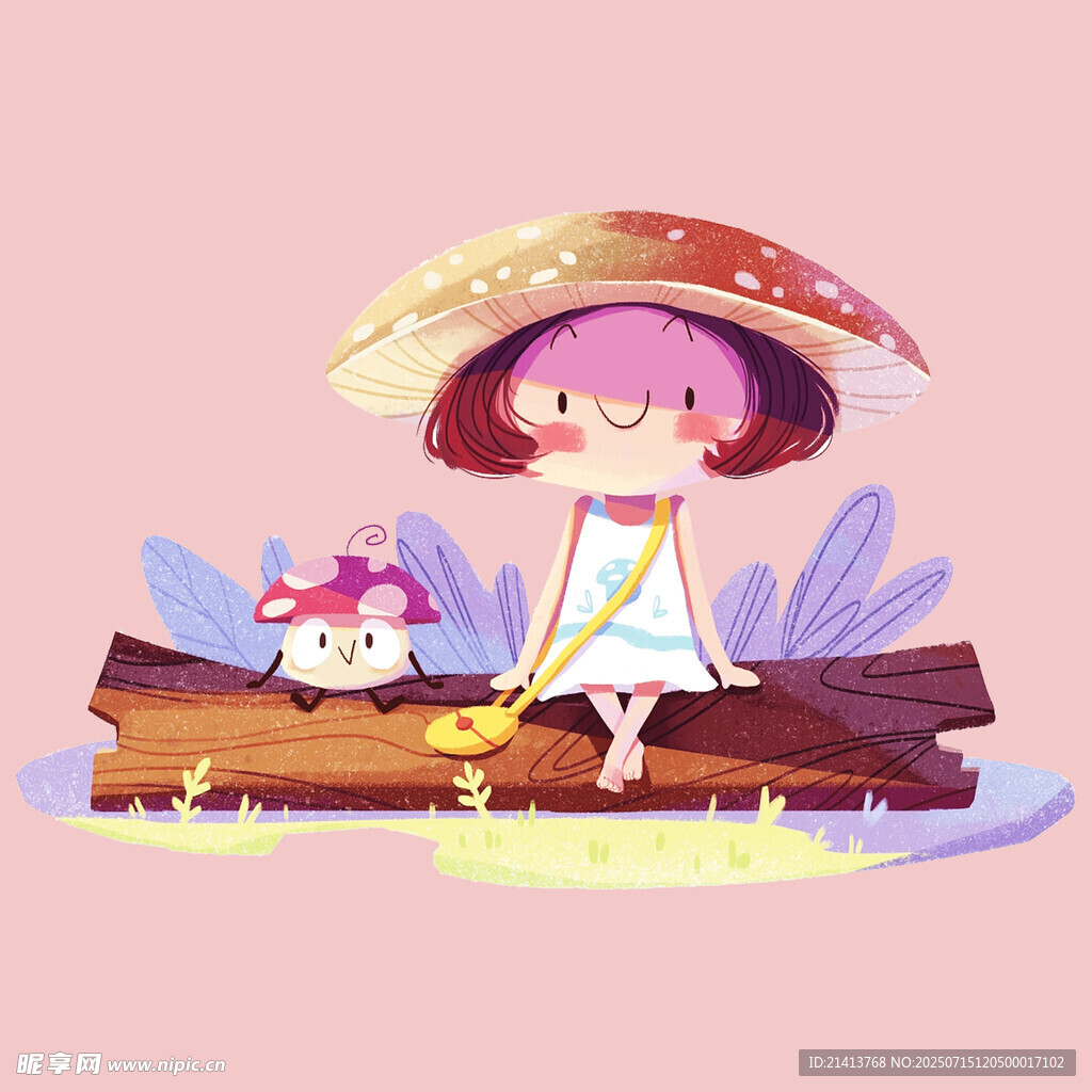 蘑菇下的奇幻少女