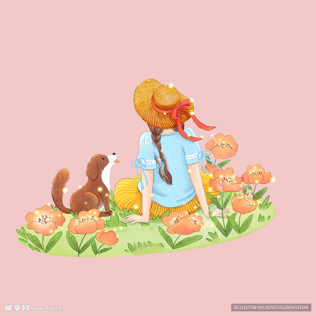 女孩与猫狗的温馨时光