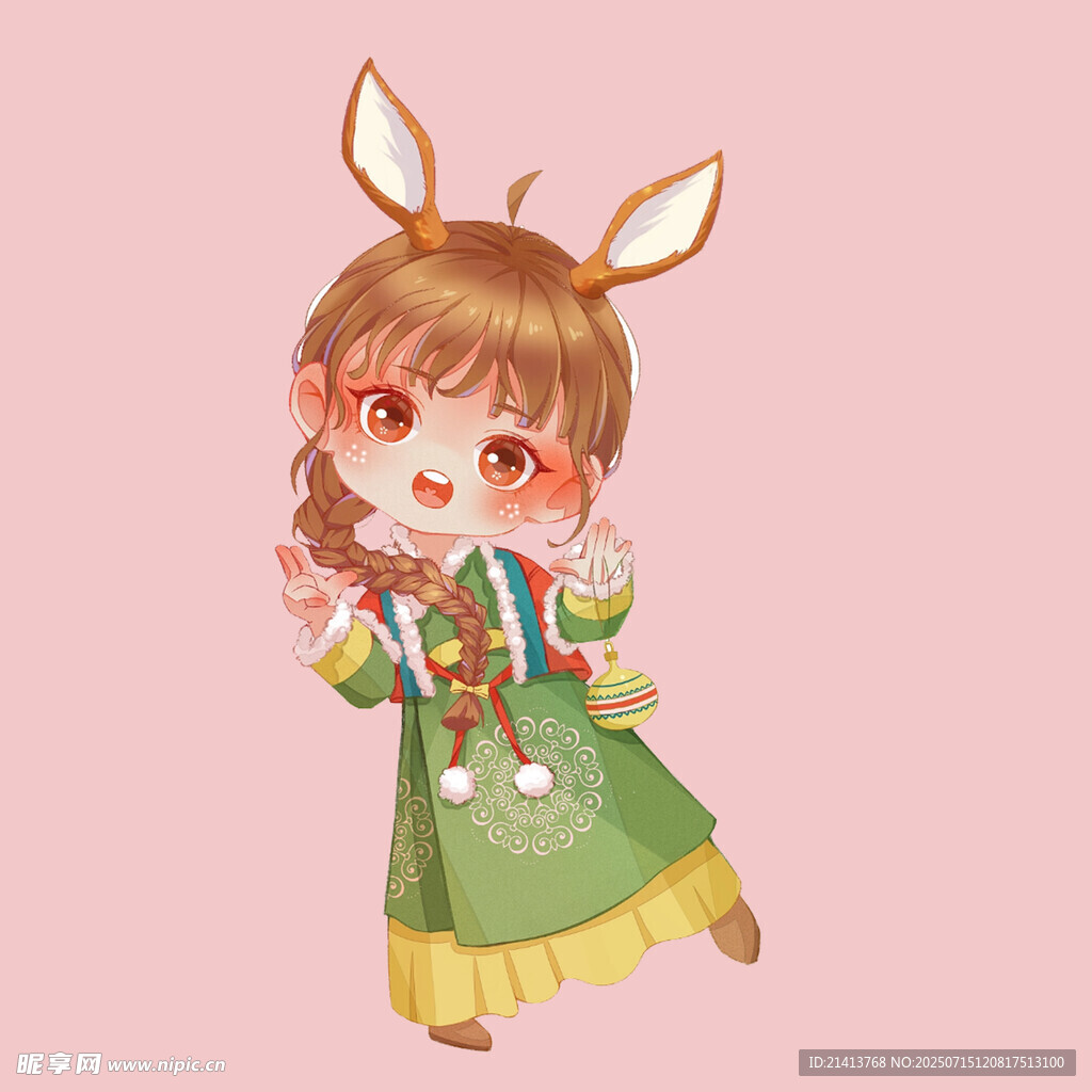 可爱兔耳女孩卡通形象