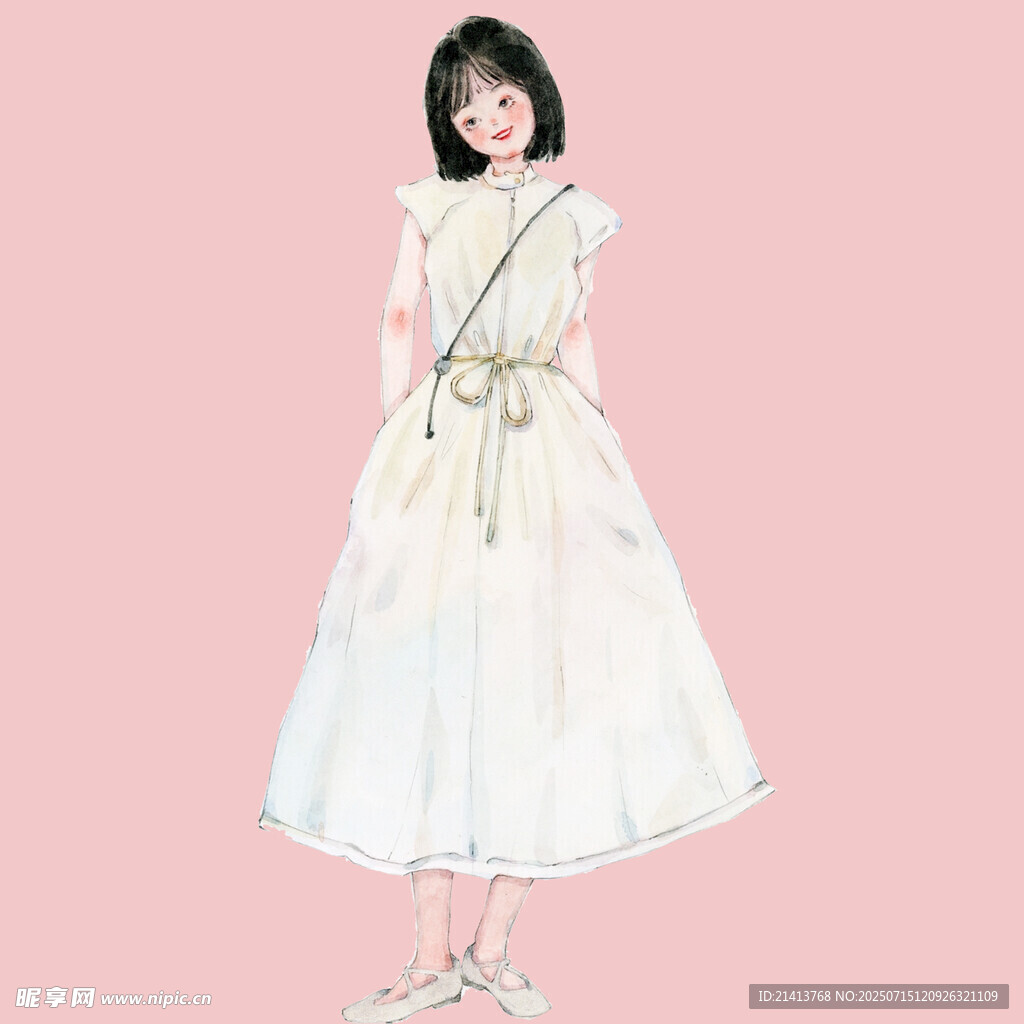 白色长裙少女优雅造型