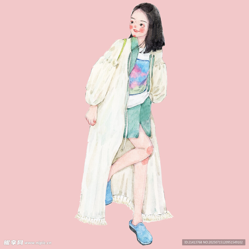时尚女孩的个性穿搭展示