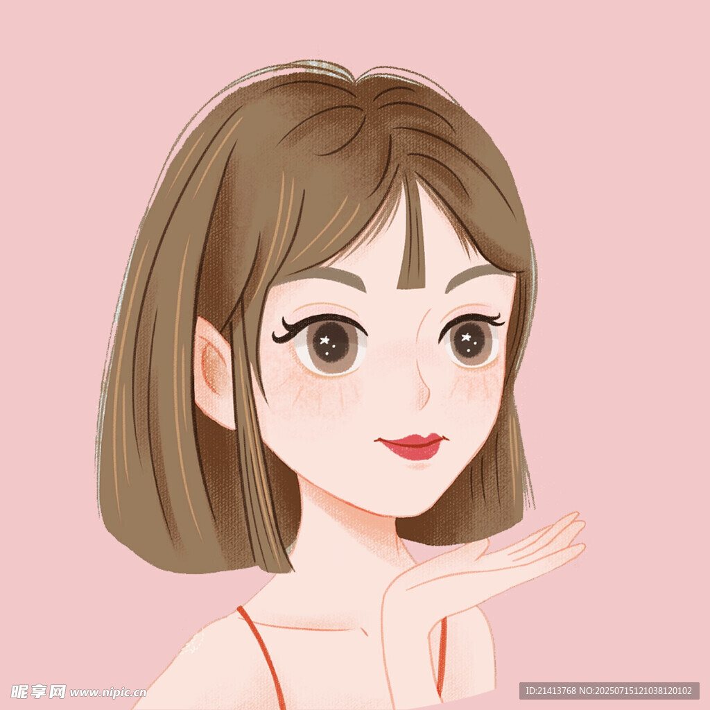 甜美短发女孩俏皮手势