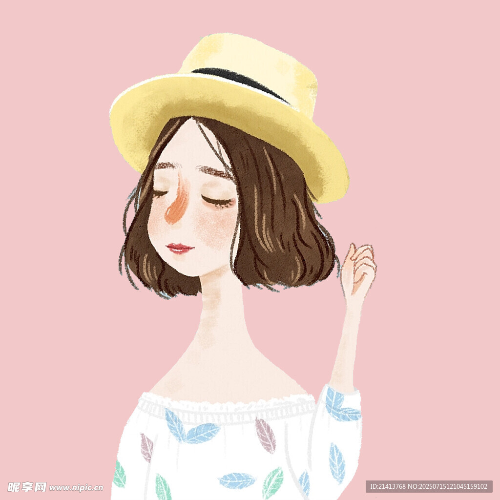 戴帽少女的清新插画形象