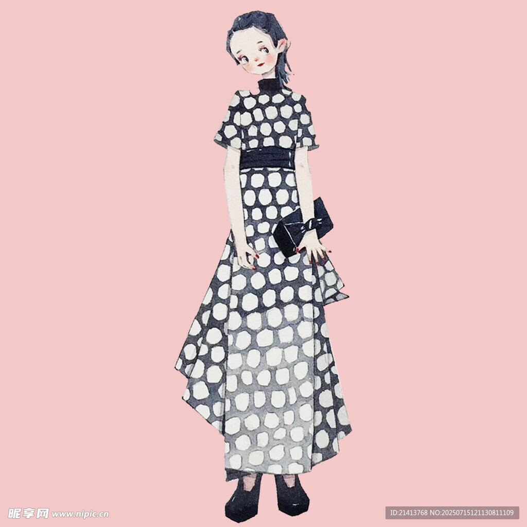 波点复古风女性服饰形象