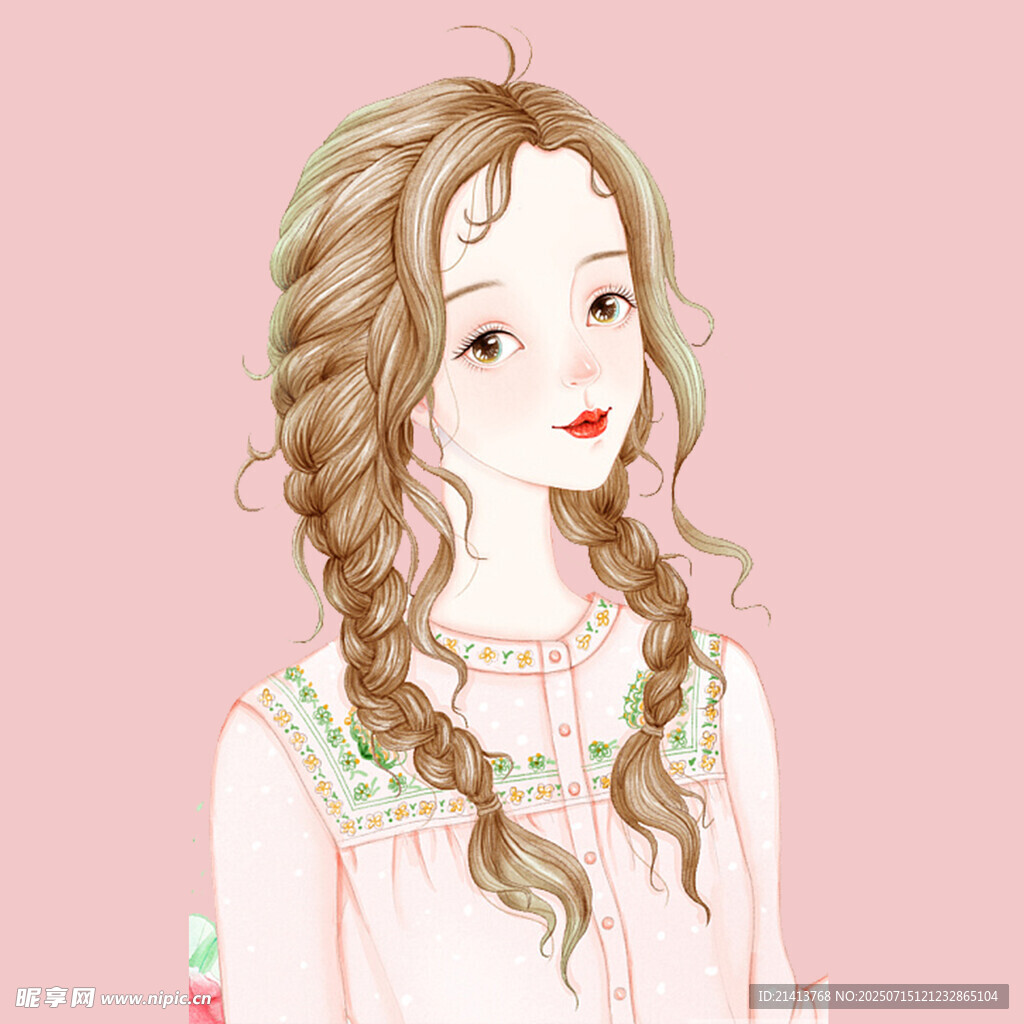 卷发少女粉色系甜美装扮