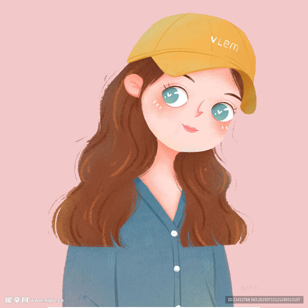 戴黄帽的长发女孩