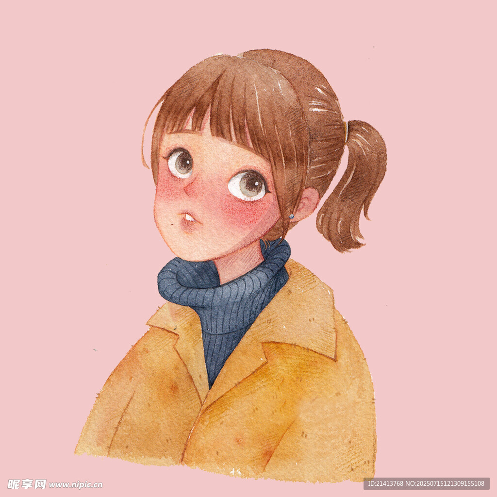 扎双马尾的可爱女孩