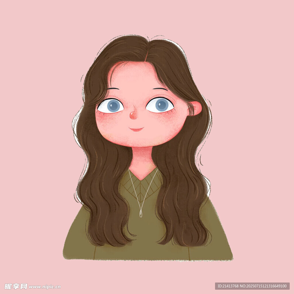 长发女孩头像插画