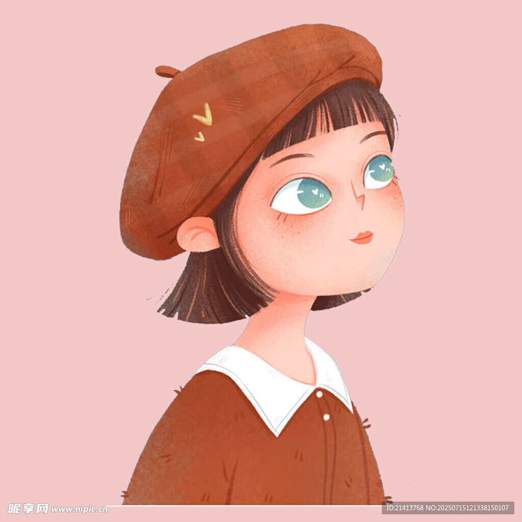 戴贝雷帽的可爱女孩
