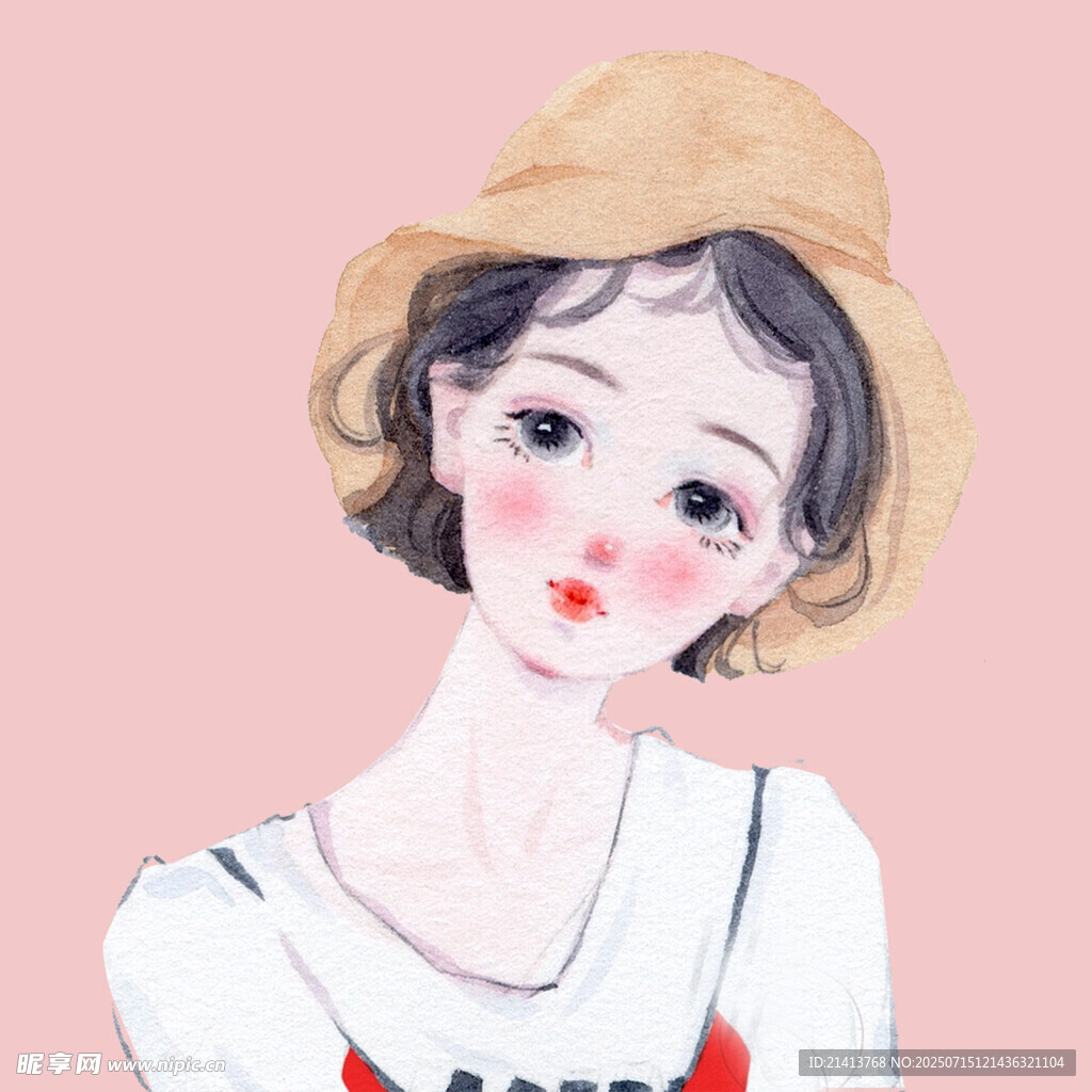 戴帽少女插画