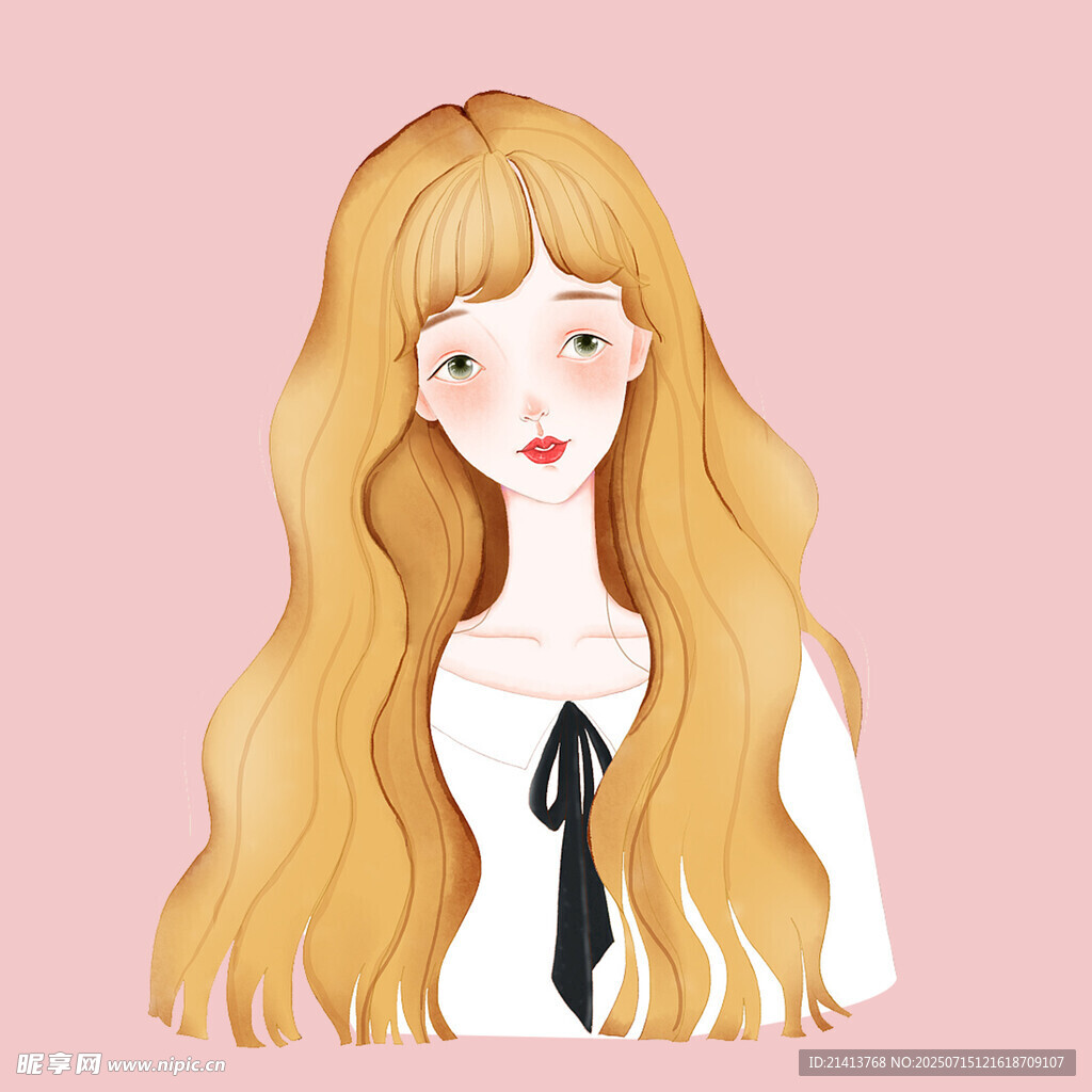 长发女孩的甜美形象