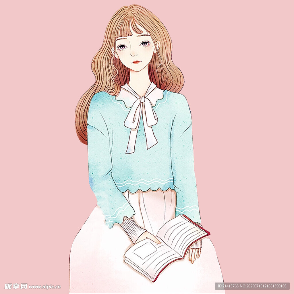 捧书少女的恬静时光