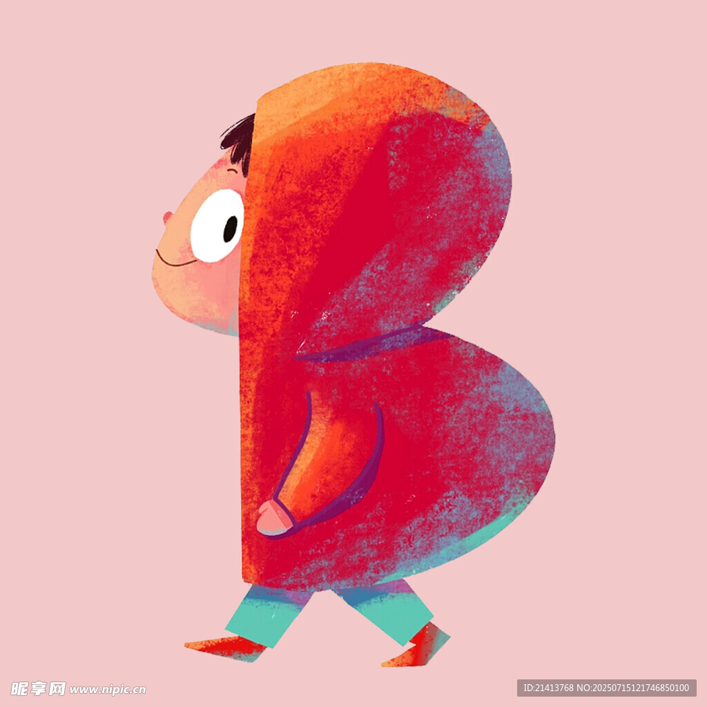 穿红衣戴兜帽的可爱小孩