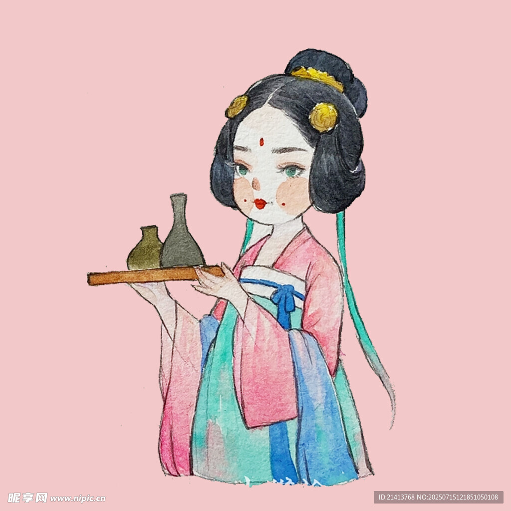 古风侍女端茶图