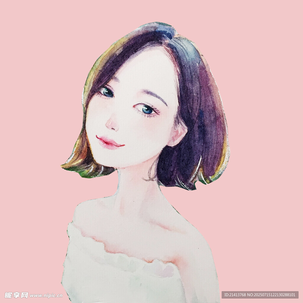 短发甜美女孩插画
