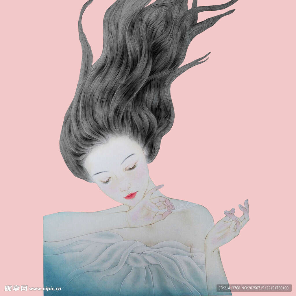 飘逸长发的梦幻古风女子