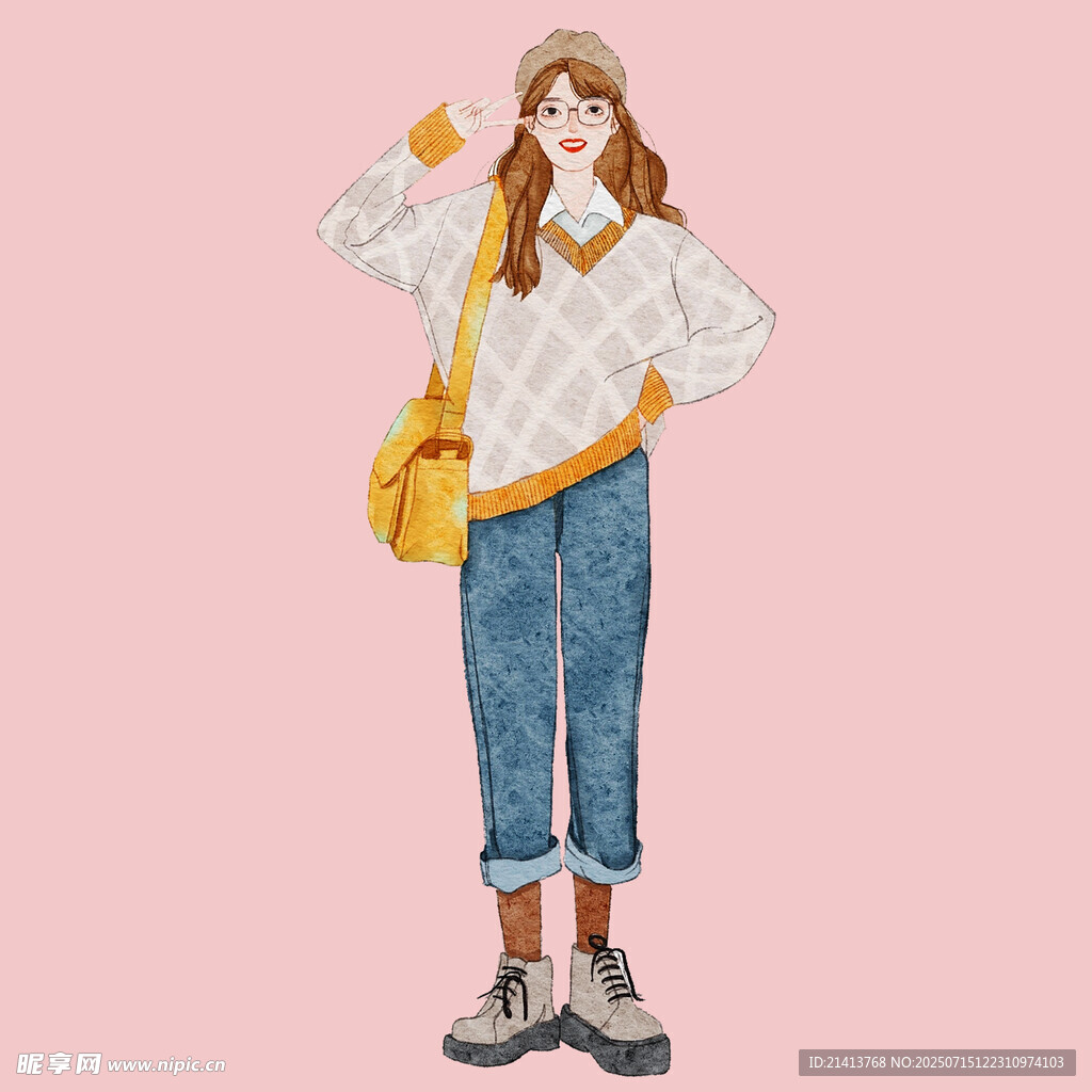 时尚女孩休闲穿搭展示