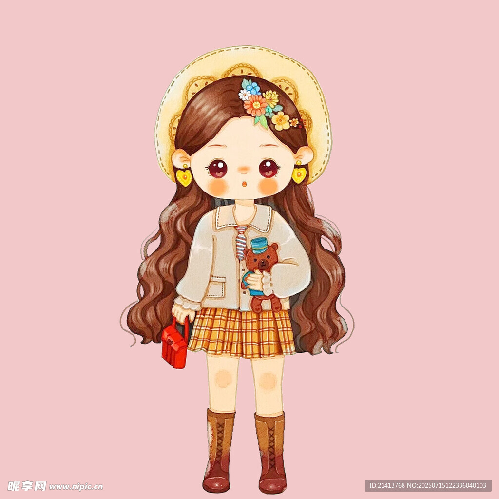 可爱卡通女孩时尚穿搭形象
