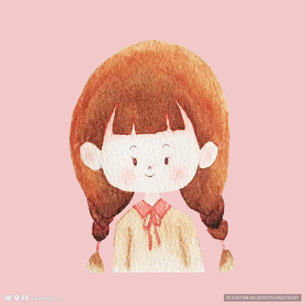 扎双辫的可爱卡通女孩