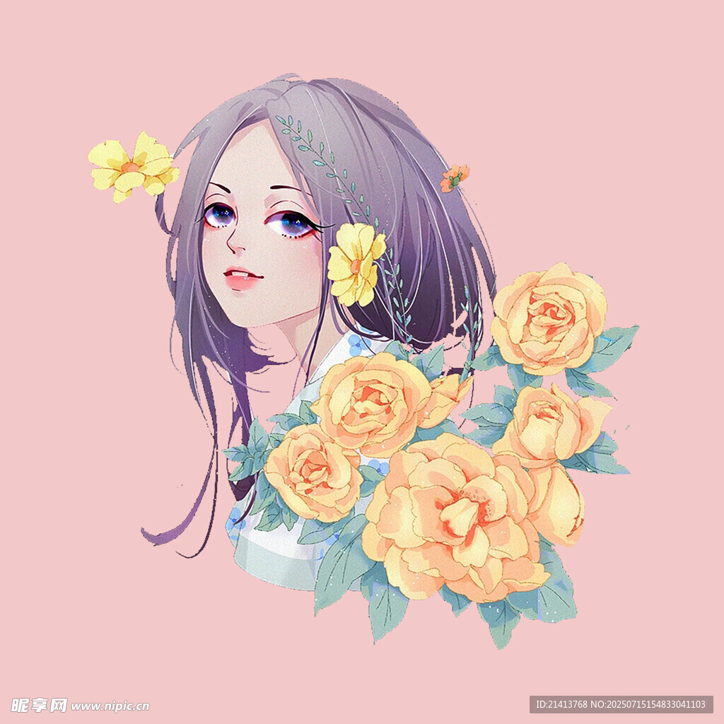 花朵环绕的梦幻女孩