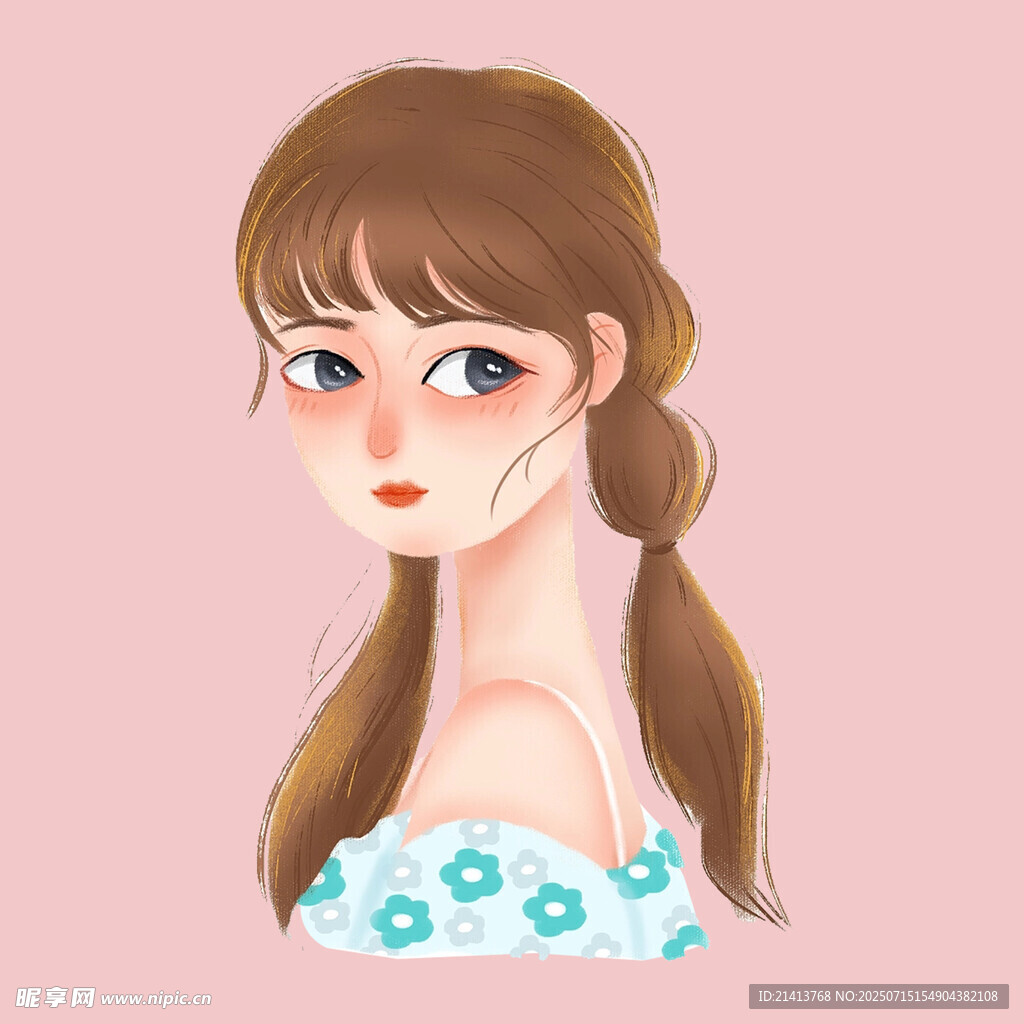 双马尾碎花少女头像