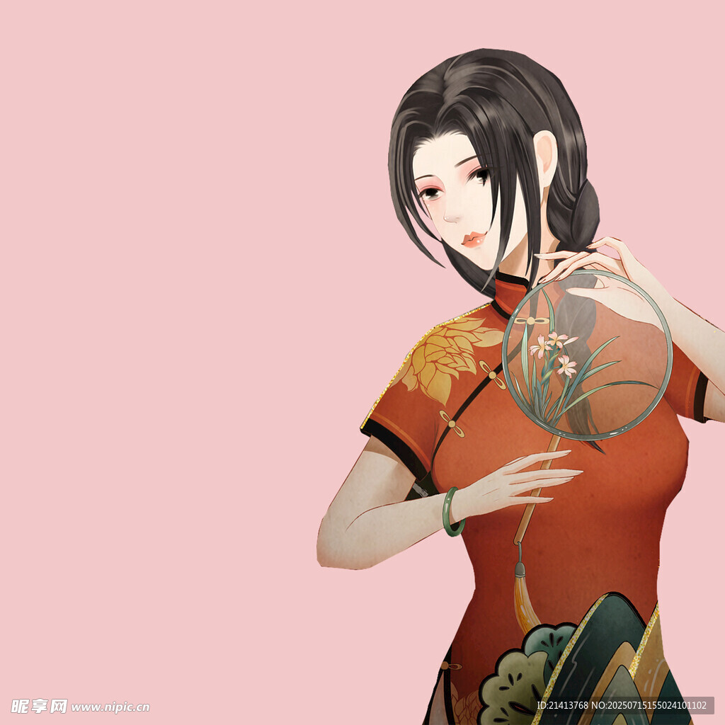 旗袍少女手持篮球