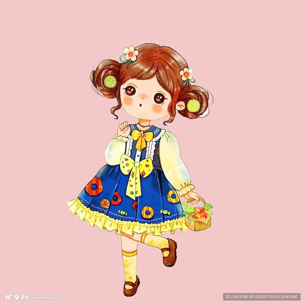 可爱古风双髻小女孩