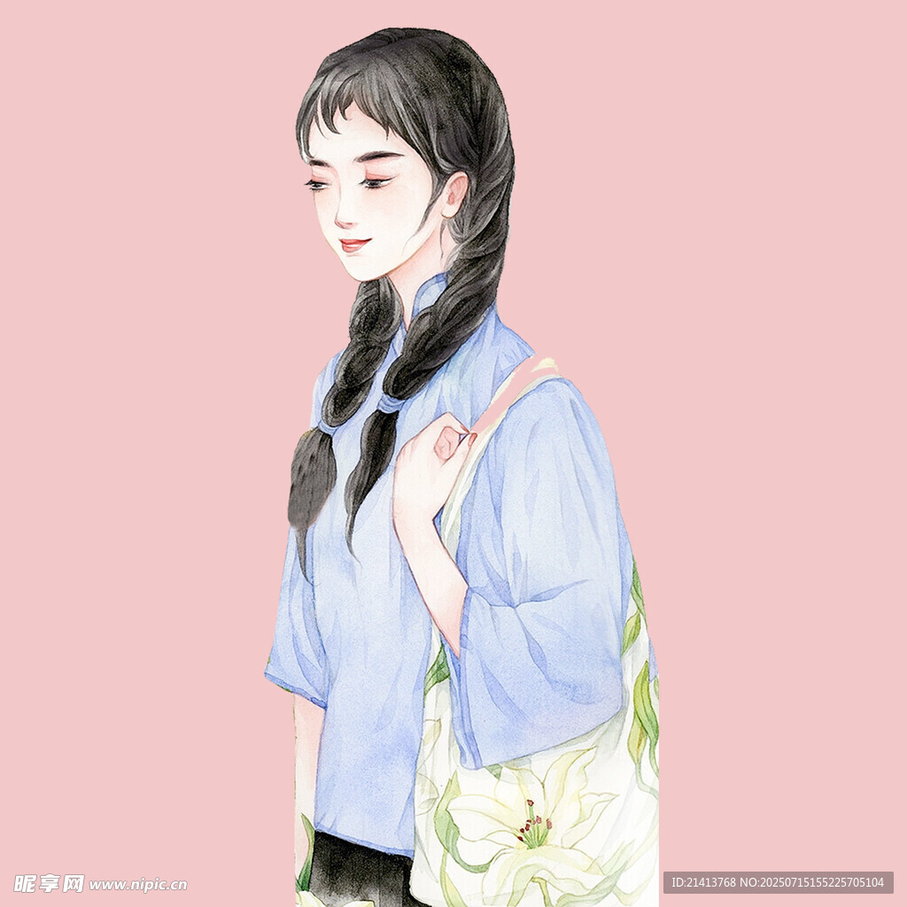 扎双辫的清新少女