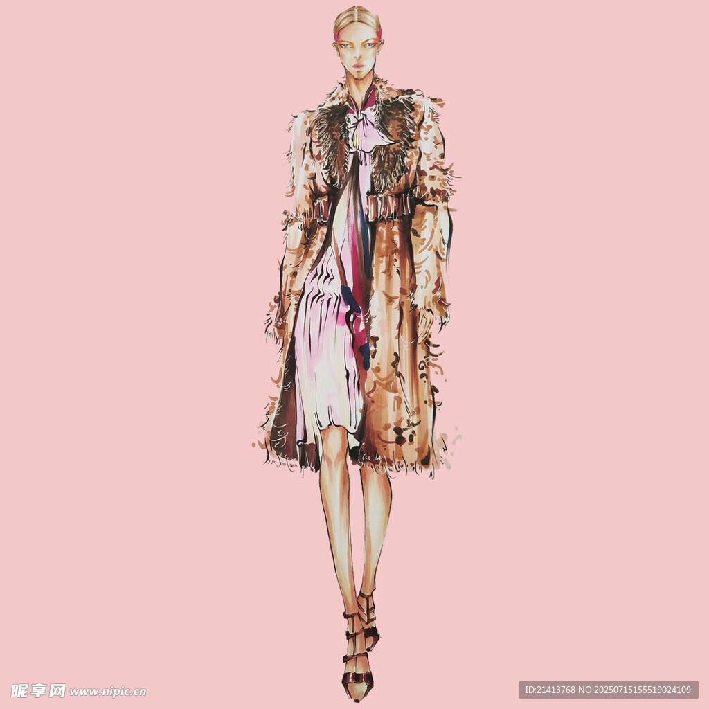 时尚多彩长款服饰模特展示