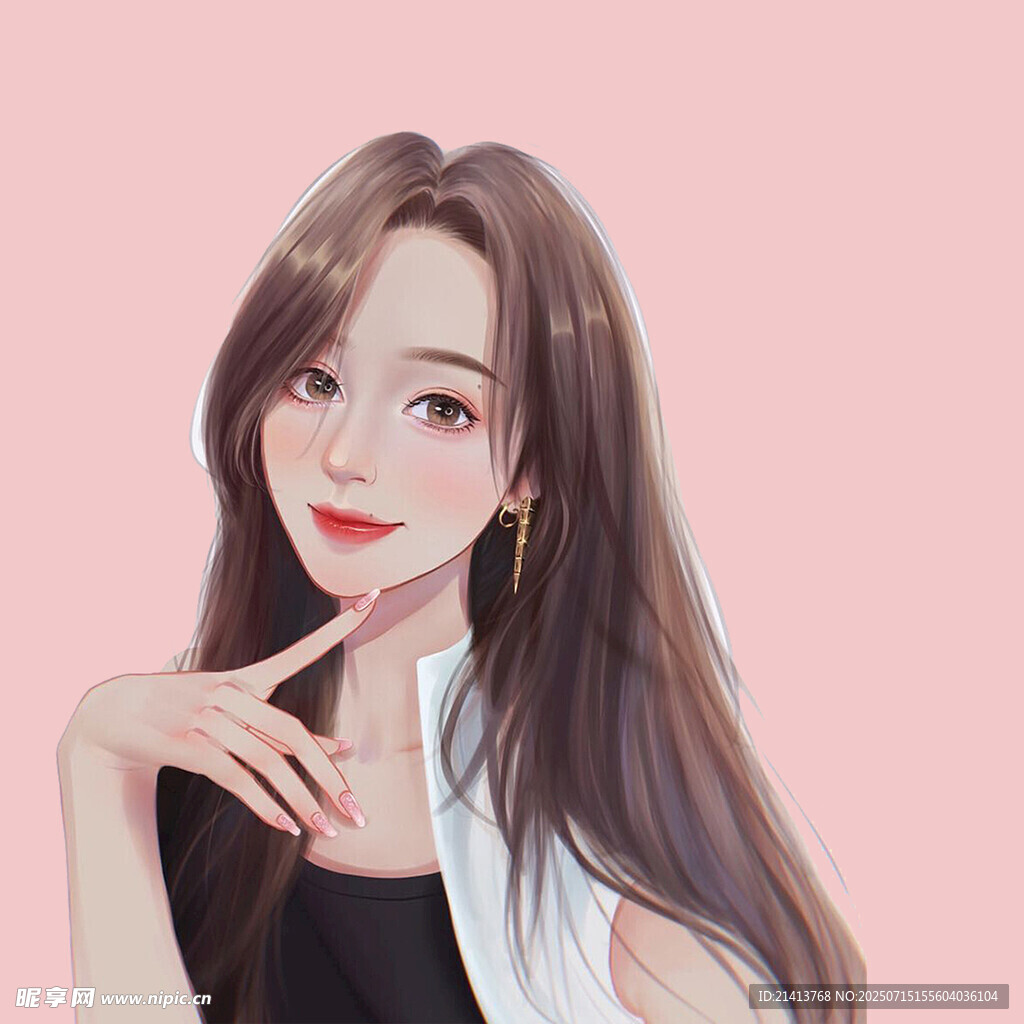 甜美长发女生俏皮姿态