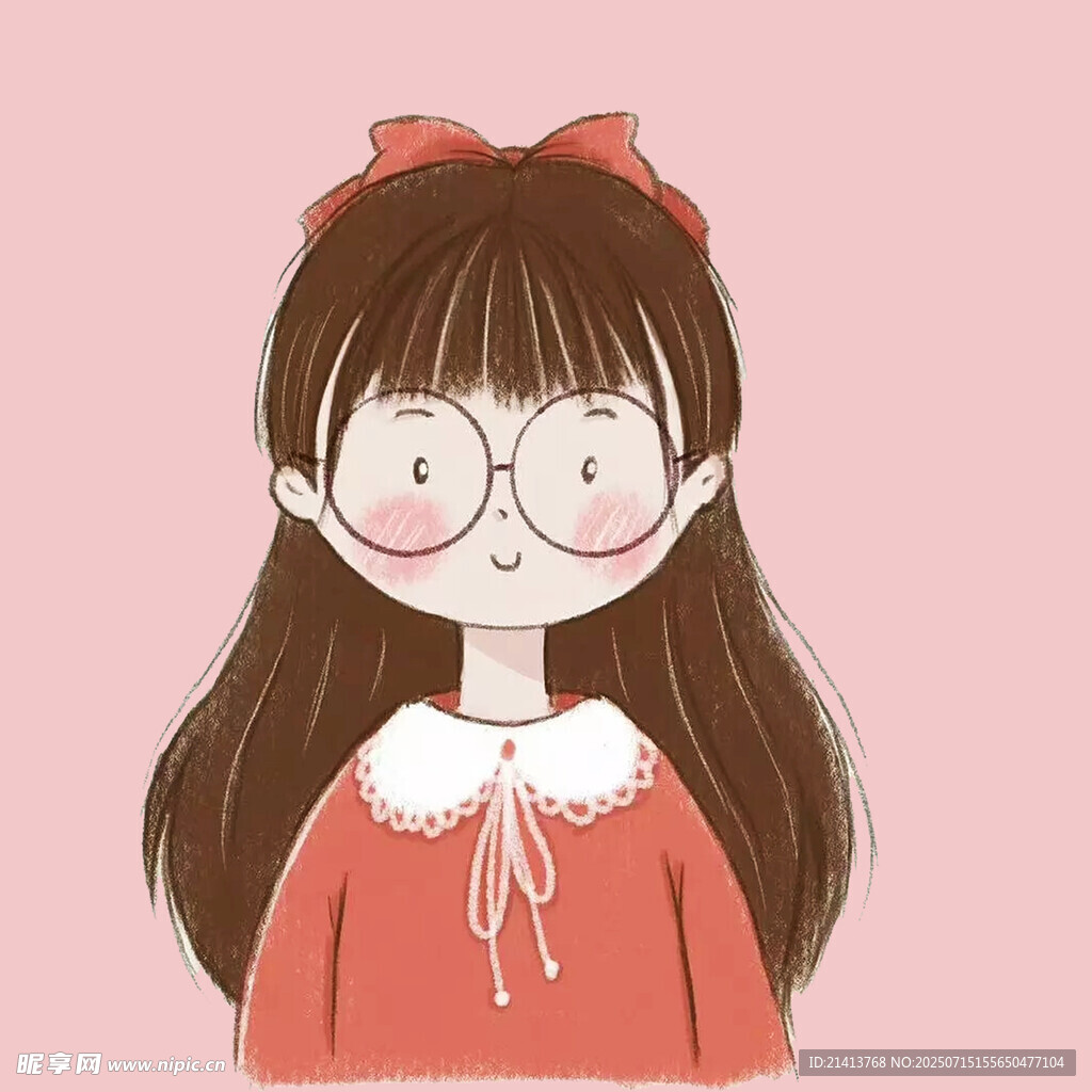 戴眼镜的红衣可爱女孩