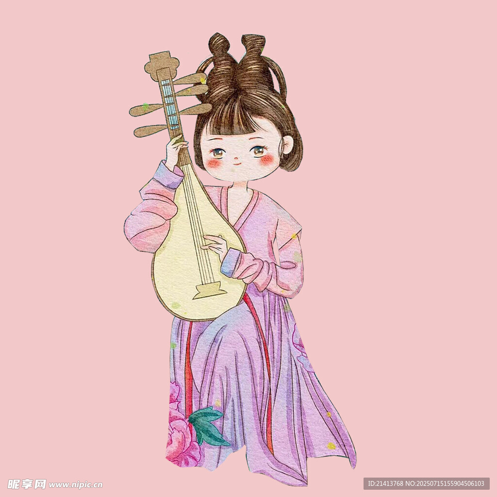 古风少女抱琵琶弹奏