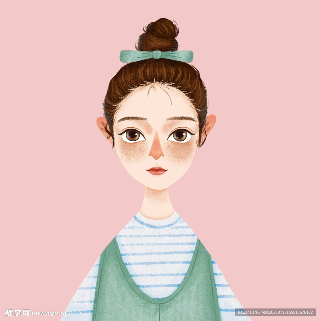 扎丸子头的条纹衫女孩