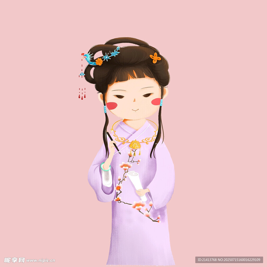 古典风紫衣少女形象