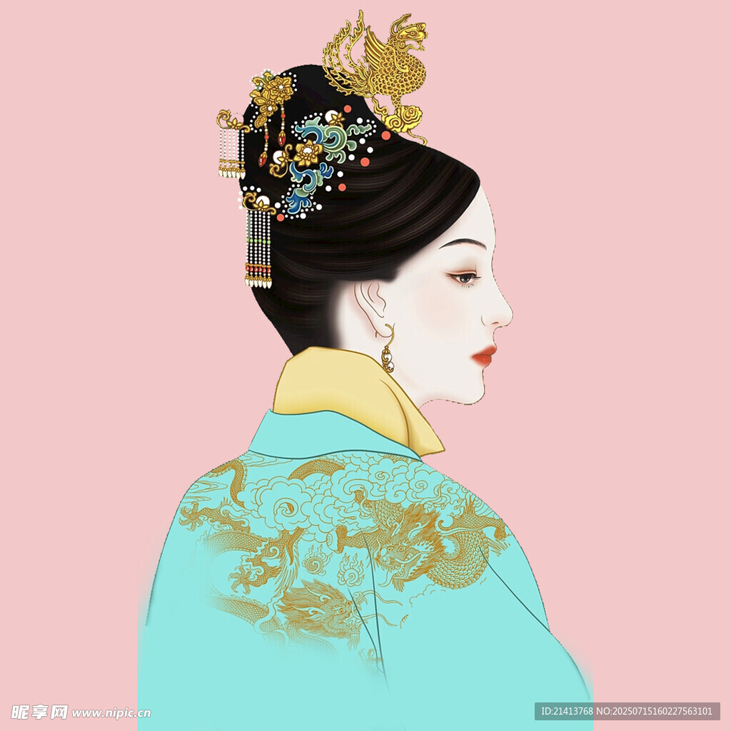 古风女子华服背影