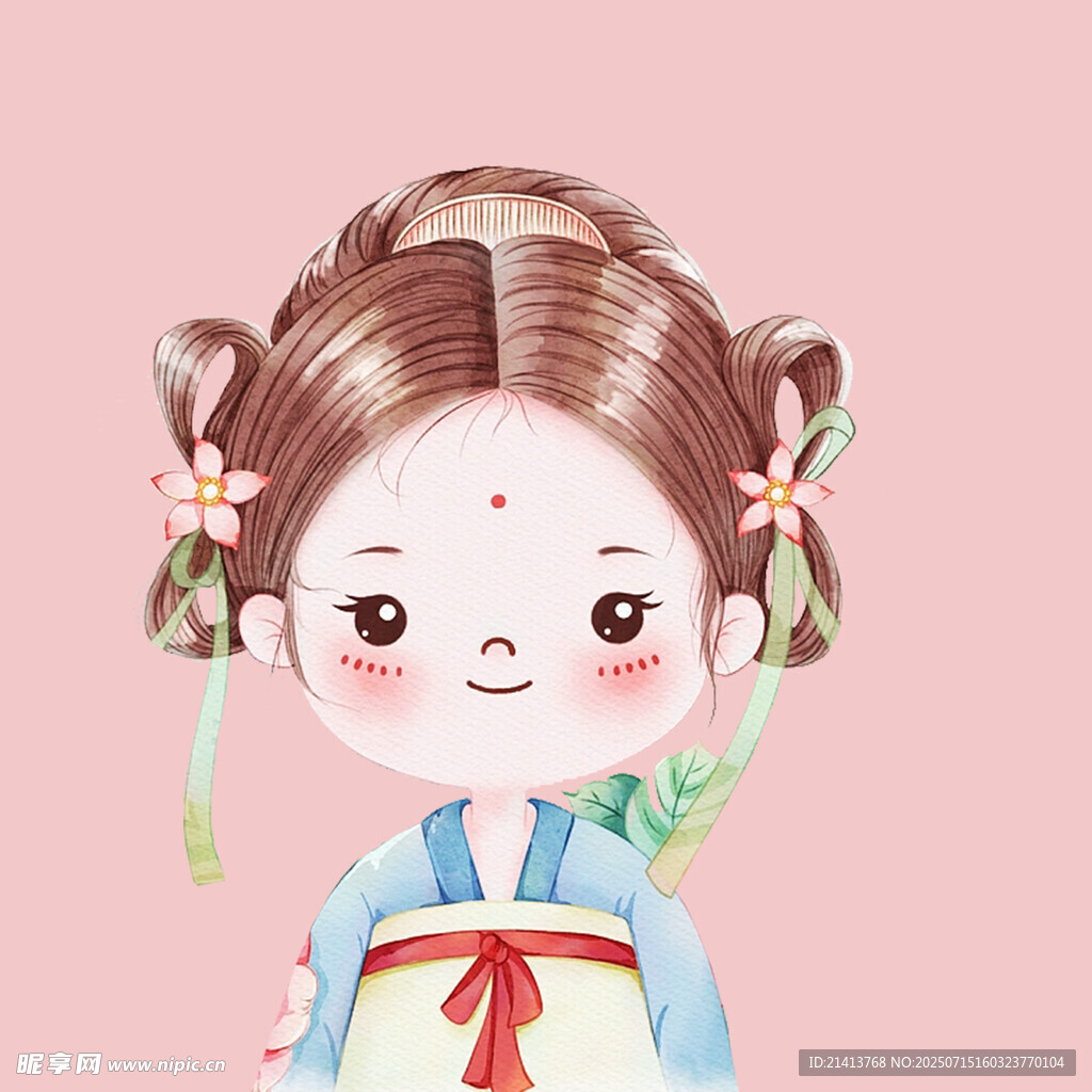 古风双髻萌娃汉服形象