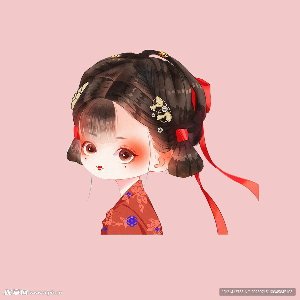 古风可爱少女插画